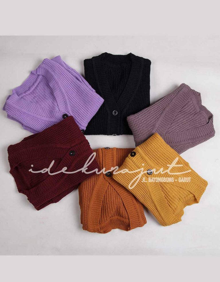  Cardigan  Crop Oversize  Rajut  Ribbed Tube Kancing  5 